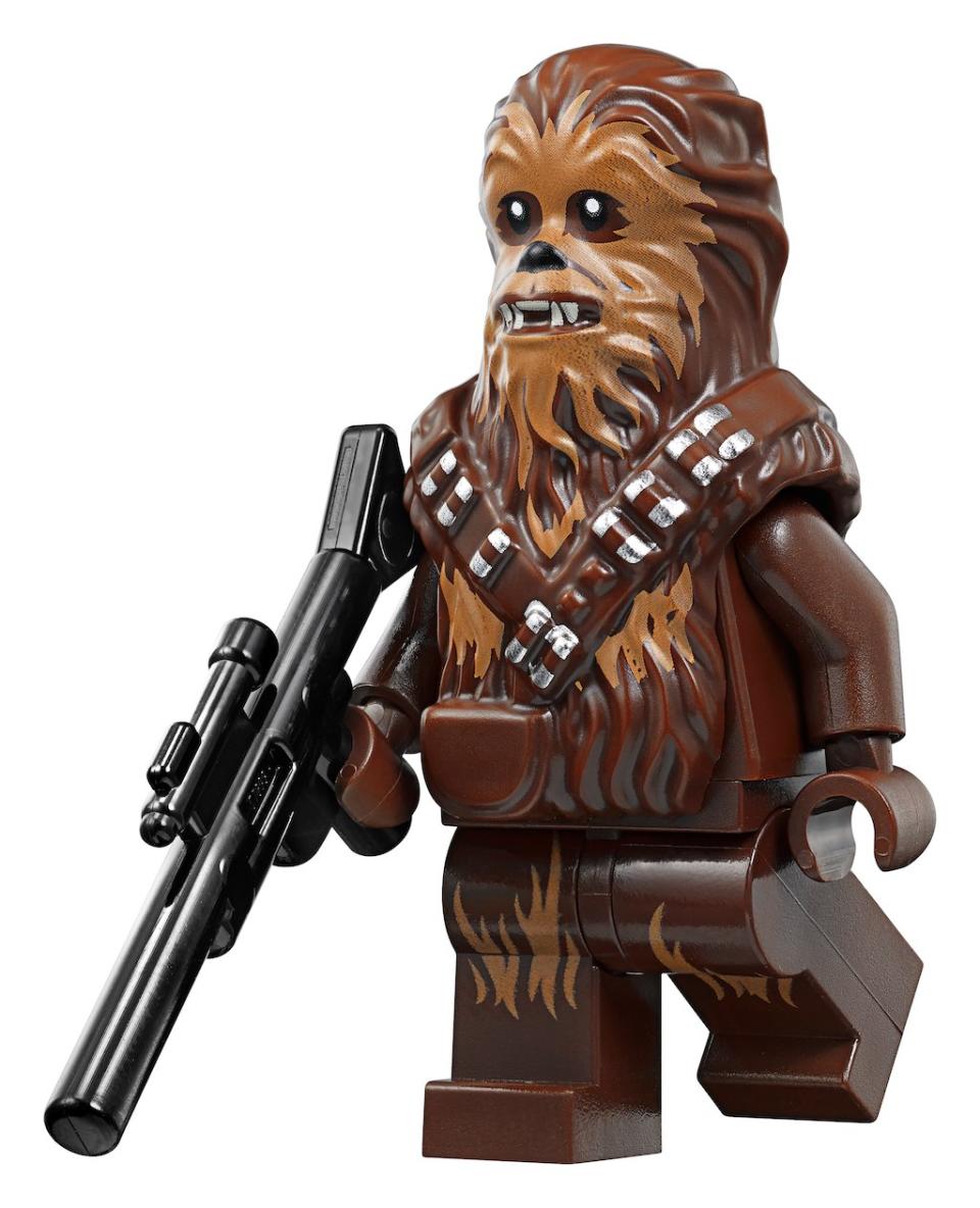 The Chewbacca minifig from the "Kessel Run Millennium Falcon" Lego set. <cite>Lego</cite>