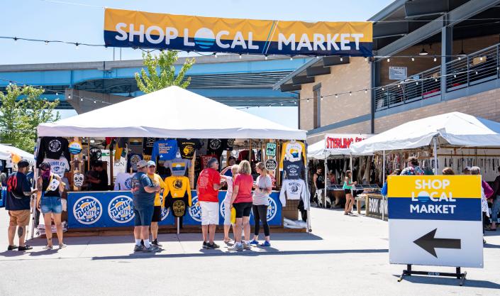 The Shop Local Market at Summerfest includes a variety of Milwaukee business ranging from clothing, jewelry, art, and food on Thursday, June 23, 2022 at the Henry Maier Festival Park in Milwaukee, Wis.