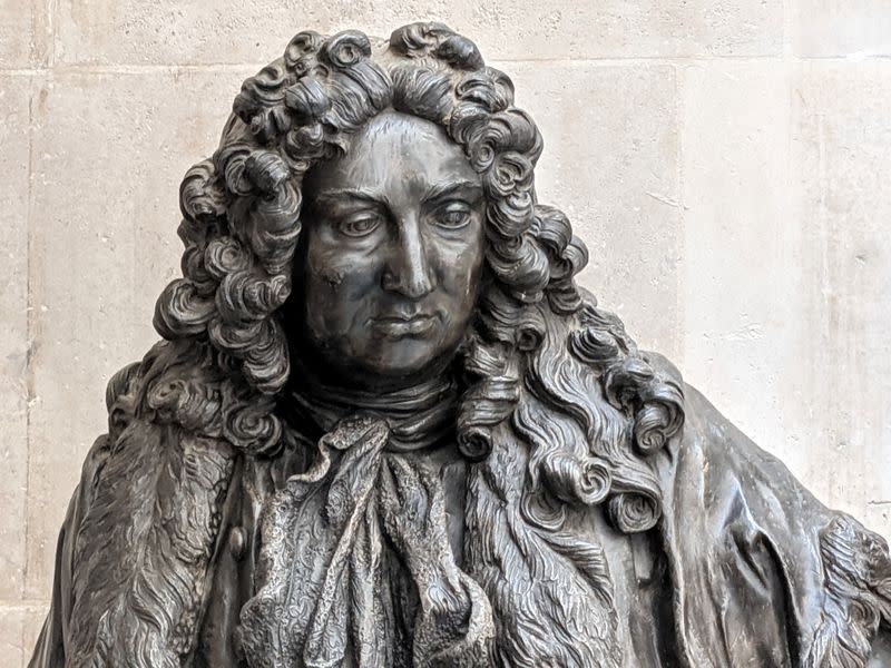 Statue of Sir John Cass is seen in the Guildhall