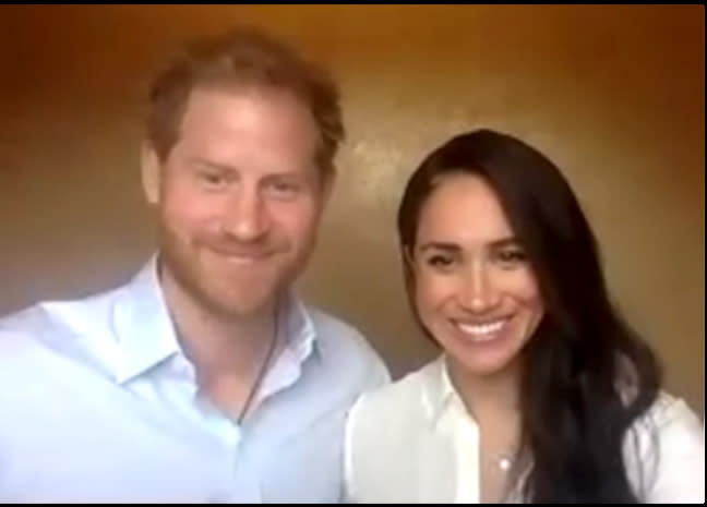 The couple joined from the home they're staying in in LA. (QCT)