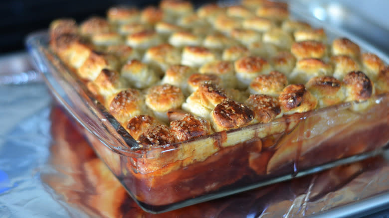 baked cobbler in pan