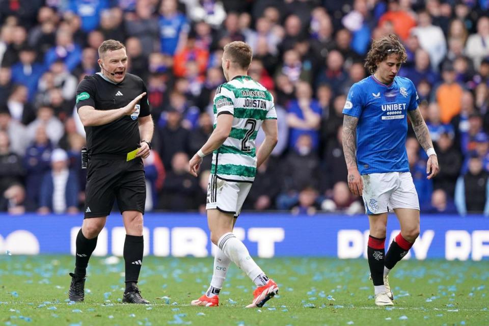 Celtic's Alistair Johnston and Rangers forward Fabio Silva were involved in a couple of controversial incidents during the Old Firm derby. <i>(Image: PA)</i>