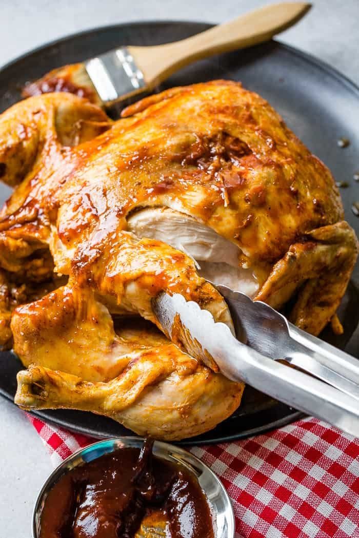 <strong>Get the <a href="https://ohsweetbasil.com/bbq-instant-pot-whole-chicken-recipe/" target="_blank" rel="noopener noreferrer">BBQ Instant Pot Whole Chicken</a> recipe from Oh, Sweet Basil.</strong>