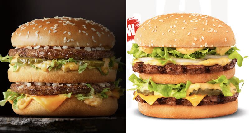 McDonald's Big Mac is pictured alongside Hungry Jack's Big Jack burger.