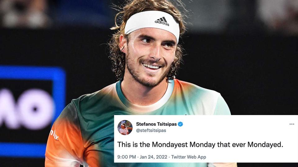 Stefanos Tsitsipas (pictured) smiling during a match.