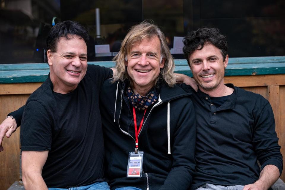 From left: Donnie Emerson, director Bill Pohlad and Casey Affleck behind the scenes of the film "Dreamin' Wild."