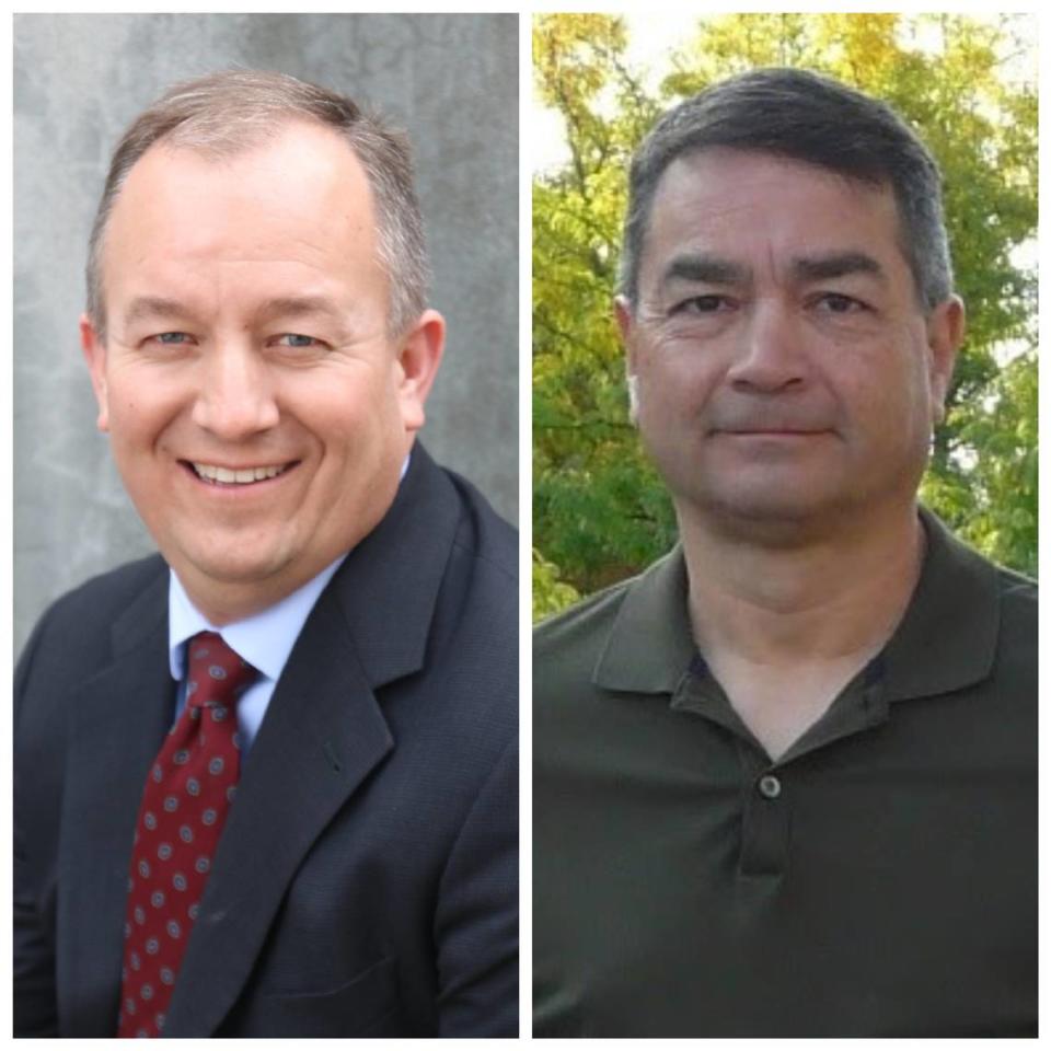 Incumbent Robert Simison, left, and Mike Hon, right, are running for mayor of Meridian in the November election.