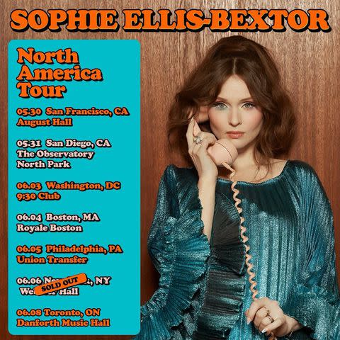<p>Laura Lewis/Instagram</p> Sophie Ellis-Bextor's 2024 North American tour dates