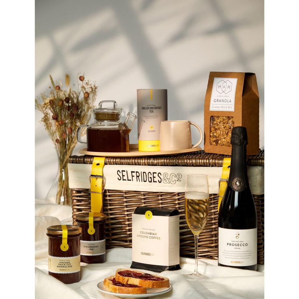 <p>Treat Dad to a relaxing breakfast in bed. Contains a bottle of prosecco, English breakfast tea, coffee, granola and a selection of jams and preserves.</p><p><a class="link " href="https://go.redirectingat.com?id=127X1599956&url=https%3A%2F%2Fwww.selfridges.com%2FGB%2Fen%2Fcat%2Fselfridges-selection-breakfast-in-bed-hamper_R03710126%2F&sref=https%3A%2F%2Fwww.goodhousekeeping.com%2Fuk%2Ffood%2Fg36349796%2Ffathers-day-hampers%2F" rel="nofollow noopener" target="_blank" data-ylk="slk:BUY NOW;elm:context_link;itc:0;sec:content-canvas">BUY NOW</a> £75, Selfridges </p>