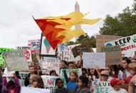 Students and activists are joined with Greta Thunberg to school strike for the climate in Washington, U.S.