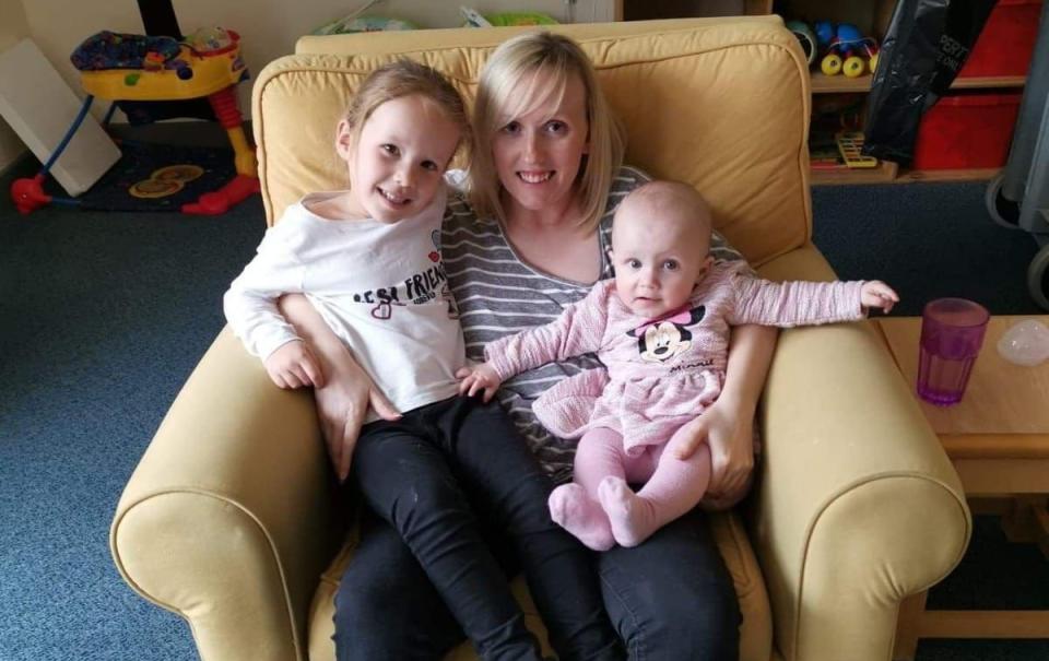 Kayleigh with her two daughters. (SWNS)