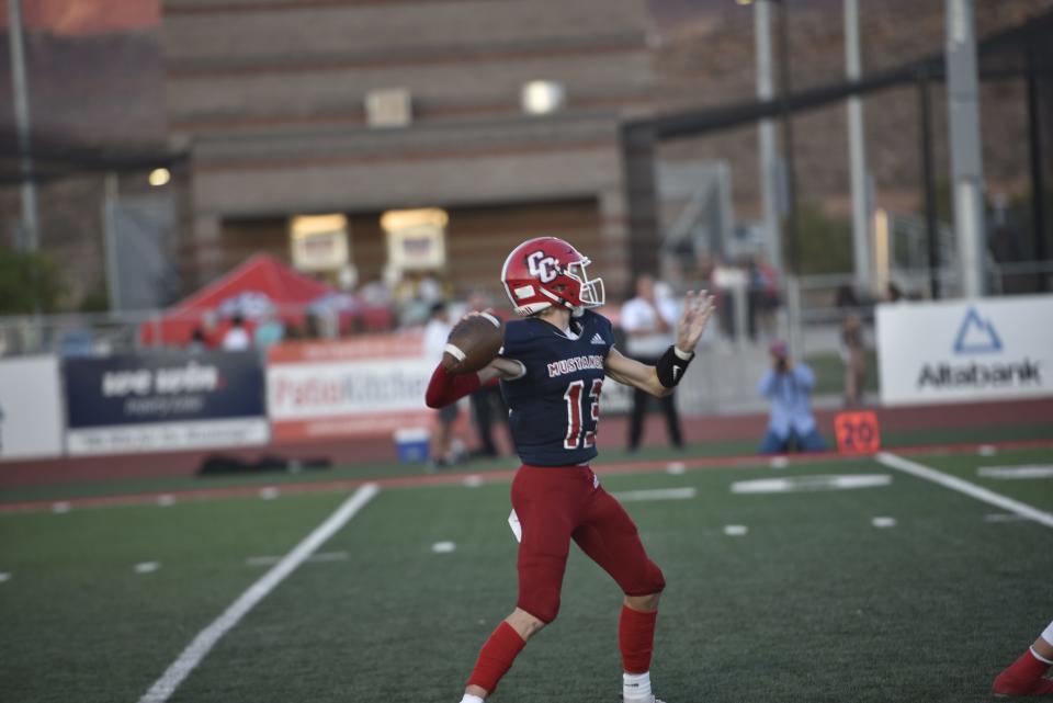 Steele Barben has led Crimson Cliffs to a 5-0 mark in region, and with a win on Friday, would clinch the Mustangs' first region crown in school history.