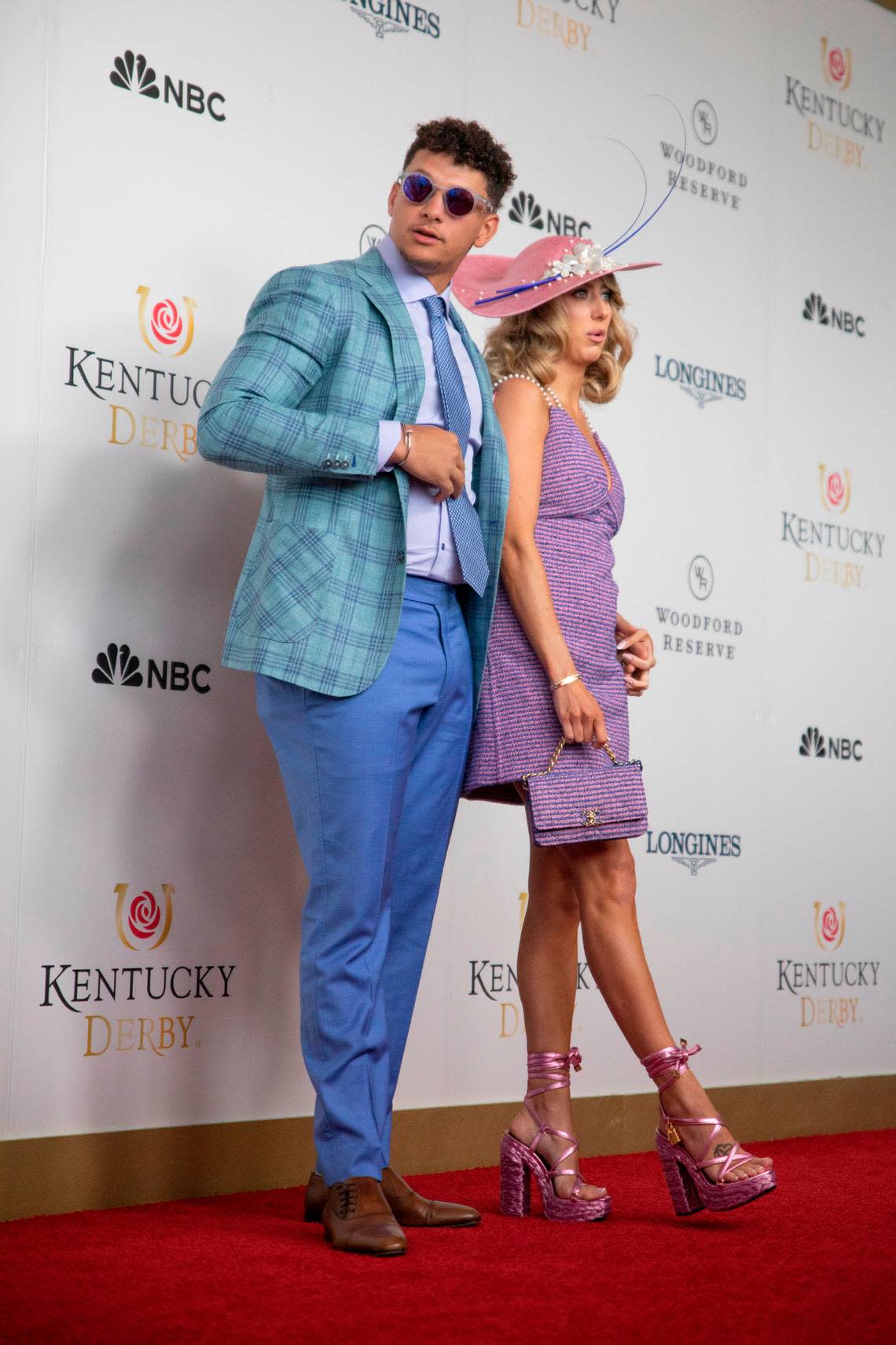 Kansas City Chiefs’ quarterback Patrick Mahomes and wife Brittany take to the red carpet at Churchill Downs before the start of 149th Kentucky Derby in Louisville, Kentucky on Saturday, May 6, 2023. Gabi Broekema/Gabi Broekema