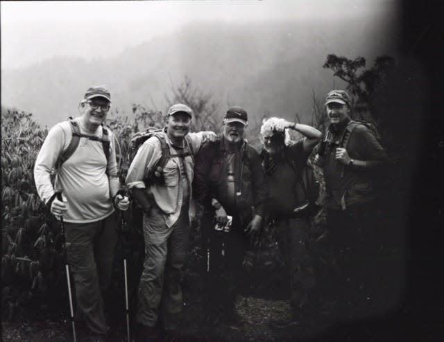 Mark Tumblin with friends atop Mount LeConte.