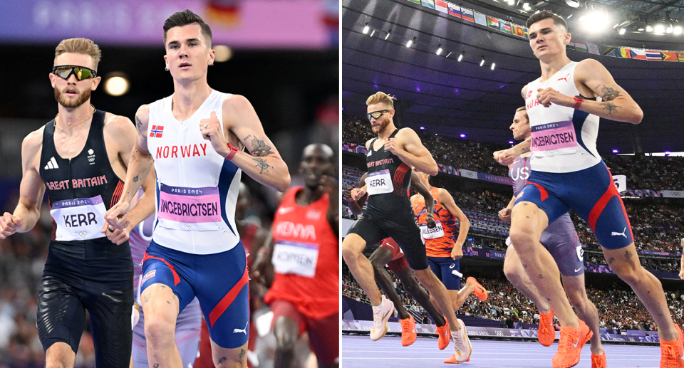 These images show defending Olympic champion Jakob Ingebrigtsen and reigning world champion Josh Kerr.