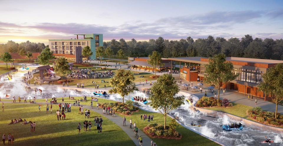 This rendering provided by Montgomery Whitewater shows the original concept for the park.