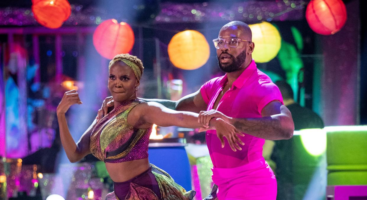 Ugo Monye and Oti Mabuse danced the Samba for their first 'Strictly' performance. (BBC)