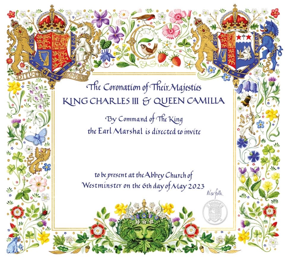 King Charles and Camila Queen Cosort's Coronation Invitation revealed 