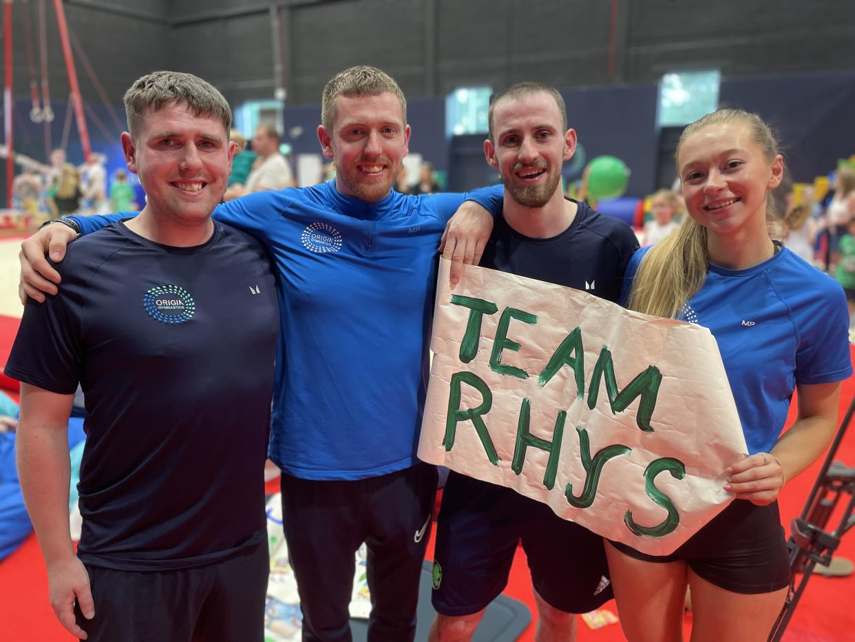 Staff at Origin Gymnastics in Newtownards, left to right Scott Warnock, Matthew O’Connor, Conor McGovern and Sarah McKeegan (Rebecca Black/PA)