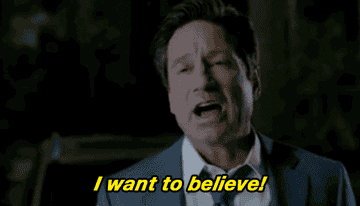 mulder from the x files saying I want to believe