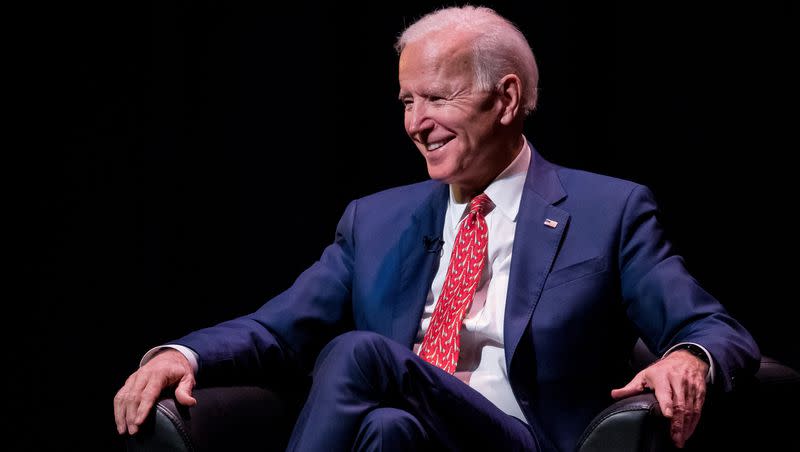 President Joe Biden speaks at Kingsbury Hall on the University of Utah campus in Salt Lake City on Thursday, Dec. 13, 2018.