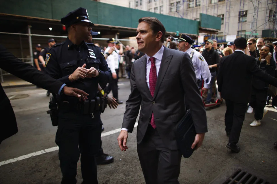 Todd Blanche, a newly hired criminal defense lawyer for former President Donald Trump, leaves the courthouse after Trump’s indictment, in New York, April 4, 2023. (Ahmed Gaber/The New York Times)