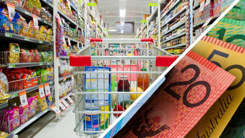 Pictured: Australian supermarket, Australian cash. 