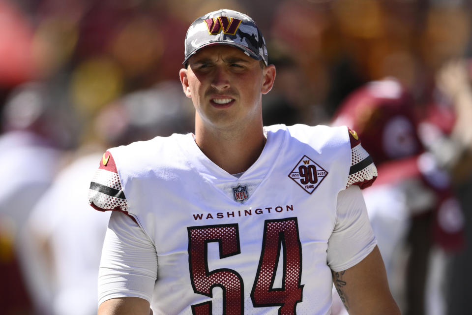 Washington Commanders long snapper Camaron Cheeseman (54). (AP Photo/Nick Wass)