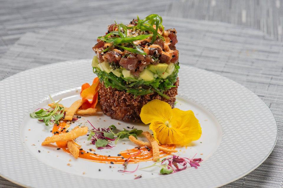 The crispy rice ahi tuna stack is among the offerings on the menu at Savour on Broadway, the new upscale-casual restaurant inside the Mulva Cultural Center in De Pere.