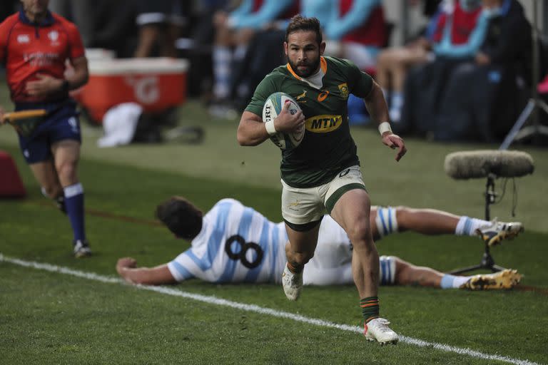 Sudáfrica durante el primer partido de Rugby Championship entre los Springboks de Sudáfrica y Argentina en el Estadio Nelson Mandela,