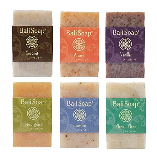 Bali Soap - Natural Soap Bar Green Collection - Bath Soap for Women & Men - Handmade Soap Gift Set - Moisturizing Vegan Soap Bars - 6 pc Variety Exotic Pack, 3.5 Oz each