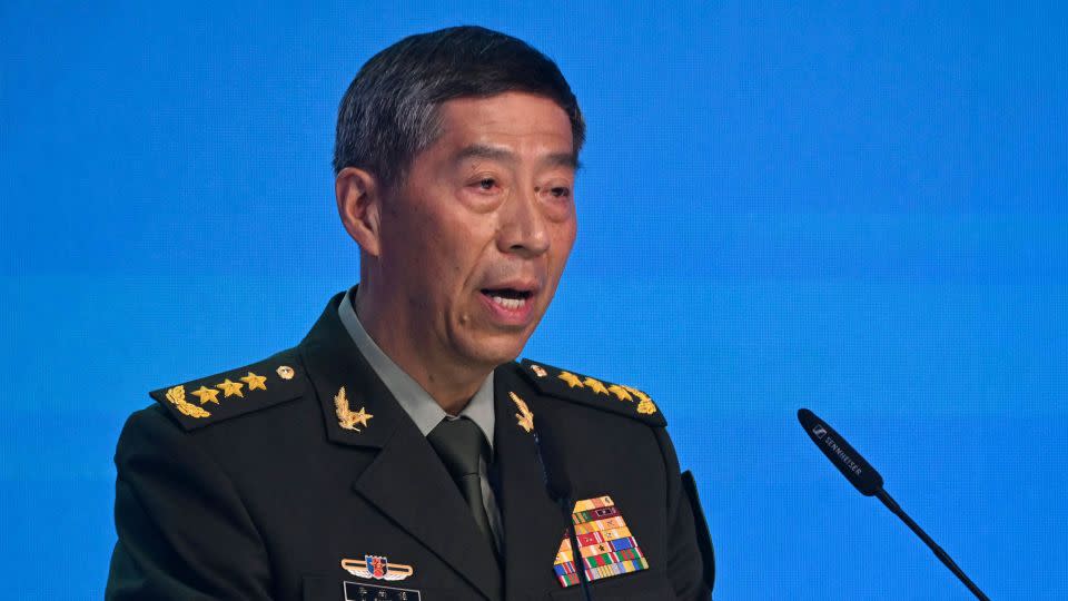 China's Defence Minister Li Shangfu gives a speech during the Moscow Conference on International Security on August 15. - Alexander Nemenov/AFP/Getty Images/File