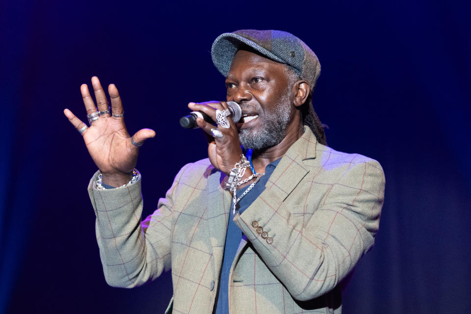 EDINBURGH, SCOTLAND - AUGUST 05: Levi Roots performs on stage during Pleasance Launch Opening Gala, as part of the annual Edinburgh Fringe Festival, at Pleasance Grand on August 05, 2023 in Edinburgh, Scotland. (Photo by Roberto Ricciuti/Getty Images)