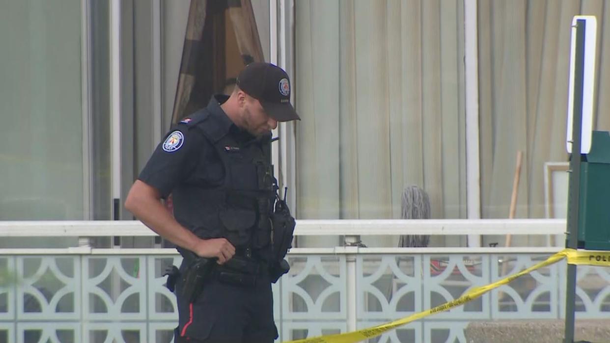 Police say they were called to the area of Woodbine Avenue and O'Connor Drive around 4:45 p.m. Saturday. (Prasanjeet Choudhury/CBC - image credit)