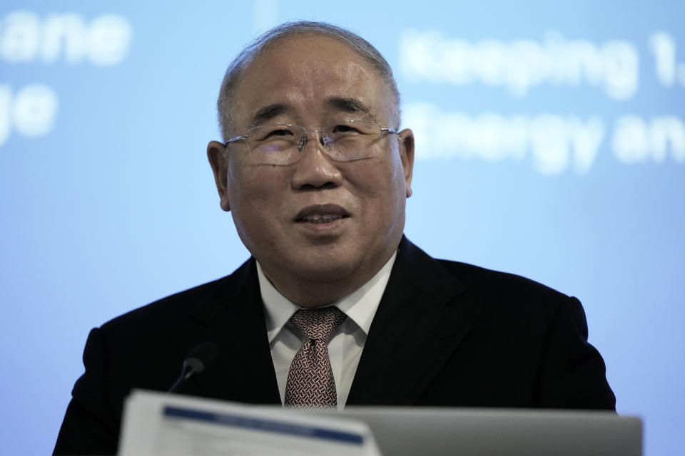 Xie Zhenhua, China's special envoy for climate, attends a session on the Global Methane Pledge at the COP27 U.N. Climate Summit, Thursday, Nov. 17, 2022, in Sharm el-Sheikh, Egypt. (AP Photo/Nariman El-Mofty)