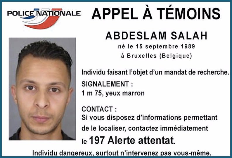 Salah Abdeslam police appeal poster