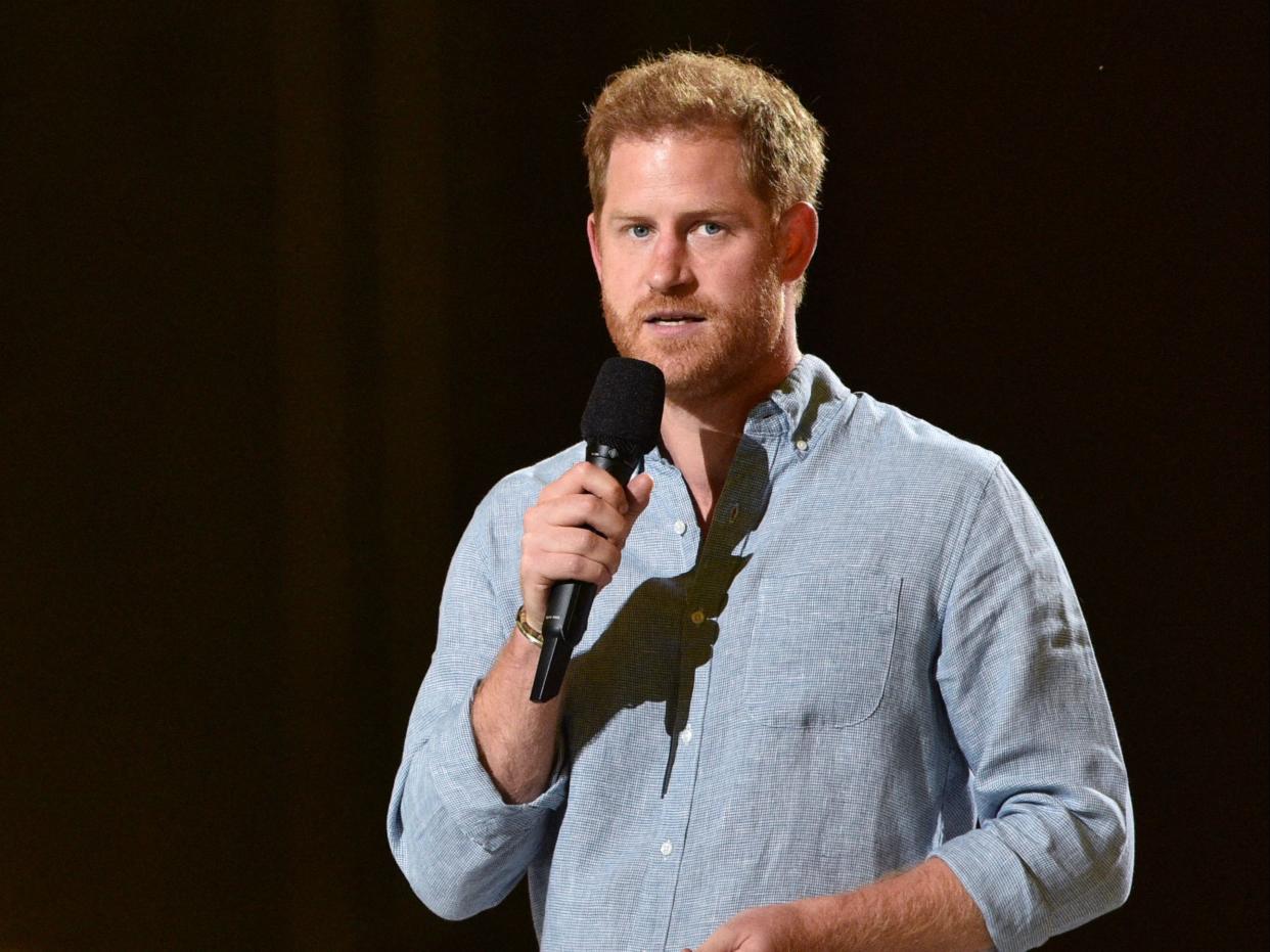 Prince Harry at the Vax Live fundraising concert on 2 May 2021 in Inglewood, California (VALERIE MACON/AFP via Getty Images)