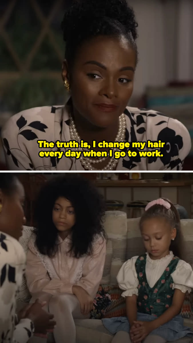 On "Mixed-ish," Alicia tells her kids she changes her hair every day for work