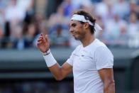 Tennis - Wimbledon - London, Britain - July 10, 2017 Spain’s Rafael Nadal reacts during his fourth round match against Luxembourg’s Gilles Muller REUTERS/Matthew Childs