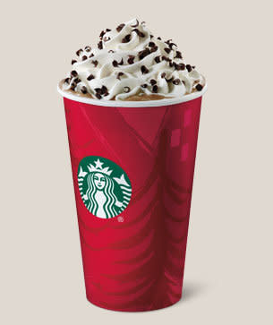 <em>Espresso, steamed milk, mocha sauce and peppermint flavored syrup. Topped with sweetened whipped cream and dark chocolate curls.</em> <br> <br> This drink is good, so it's no wonder people get excited about it year after year. What's not to love about <a href="http://www.huffingtonpost.com/2013/04/18/mint-chocolate-recipes-grasshopper_n_3100701.html" target="_blank">chocolate and mint together</a>, in one caffeinated beverage? This is a holiday drink behind which we can all stand. The fact that it's not too controversial, however, makes it low on the hype totem pole, of course.