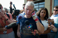 <p>Rep. Mo Brooks, R-Ala. meets with reporters in Alexandria, Va., Wednesday, June 14, 2017, after House Majority Whip Steve Scalise of La. was shot by a rifle-wielding gunman at a congressional baseball practice just outside of Washington. Several other people were also believed to have been hit, according to a lawmaker who witnessed the shooting. (Photo: Cliff Owen/AP) </p>