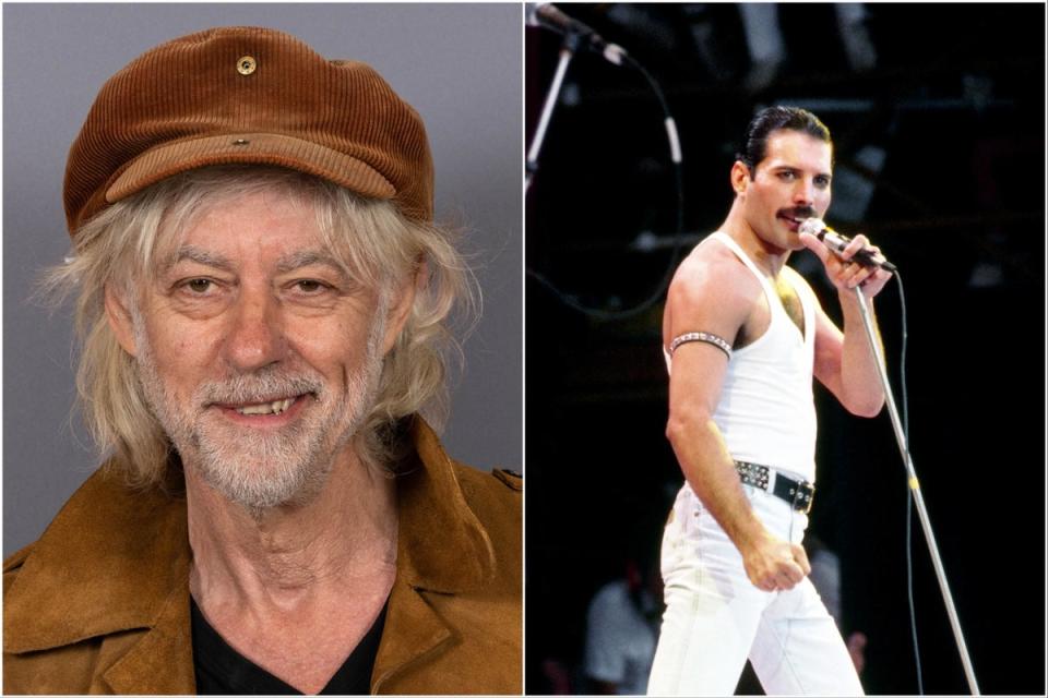 Bob Geldof (left) and Freddie Mercury at Live Aid (Getty Images/PA)