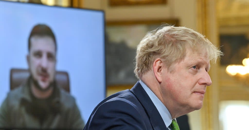 Prime Minister Boris Johnson spoke with Volodymyr Zelensky on Saturday about attempts to release the Russian blockade on Ukrainian ports (Justin Tallis/PA) (PA Wire)