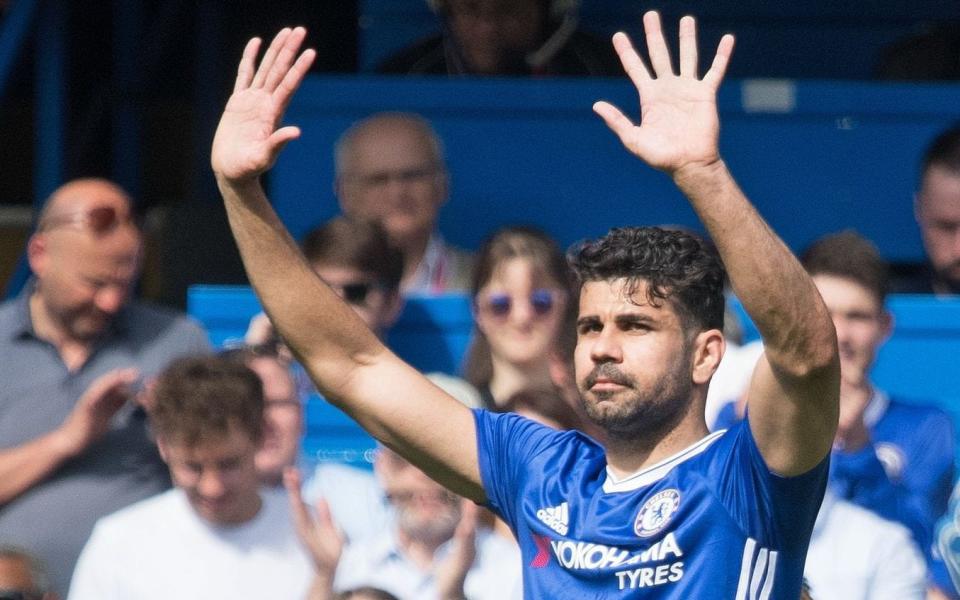 Diego Costa waves to supporters at Stamford Bridge on Sunday, but has he played his final league game for Chelsea? - Rex Features