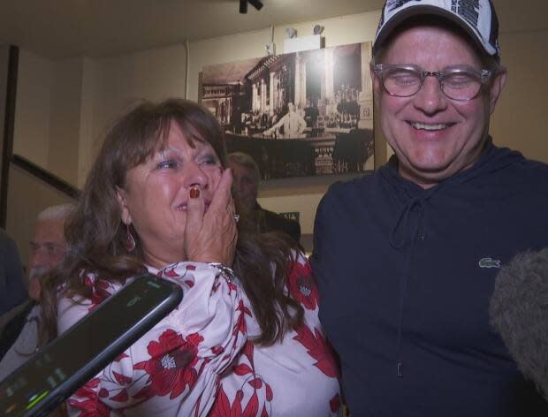 Wayne Long was emotional Monday night as he celebrated his third win in Saint John-Rothesay. (Graham Thompson/CBC - image credit)