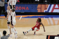 Arizona guard Aari McDonald (2) watches after missing a shot at the end of the championship game against Stanford in the women's Final Four NCAA college basketball tournament, Sunday, April 4, 2021, at the Alamodome in San Antonio. Stanford won 54-53. (AP Photo/Morry Gash)