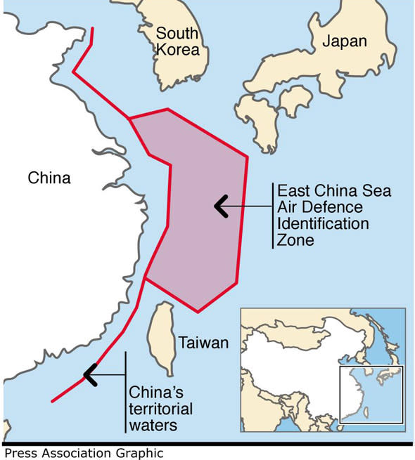 Graphic locates China?s newly declared maritime air defence zone.Editable versions of this graphic are available via PA Graphics or your account manager