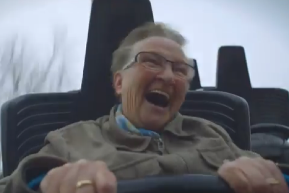 Cute Granny Laughs Hysterically On First Ever Rollercoaster Ride Video