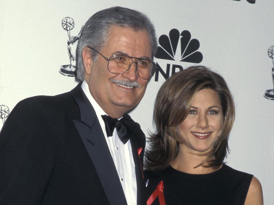 John Aniston and Jennifer Aniston at the Marriott Marquis Hotel in New York City, New York (Photo by Ron Galella/Ron Galella Collection via Getty Images)