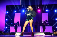 <p>Taylor Swift is out front with “Better Man,” which she wrote for Little Big Town. This would be Swift’s third win in this category, which would put her in a tie with Josh Kear for the most wins in the category. Swift previously won for her own tunes “White Horse” and “Mean.” (Photo: Isabel Infantes/PA Images via Getty Images) </p>